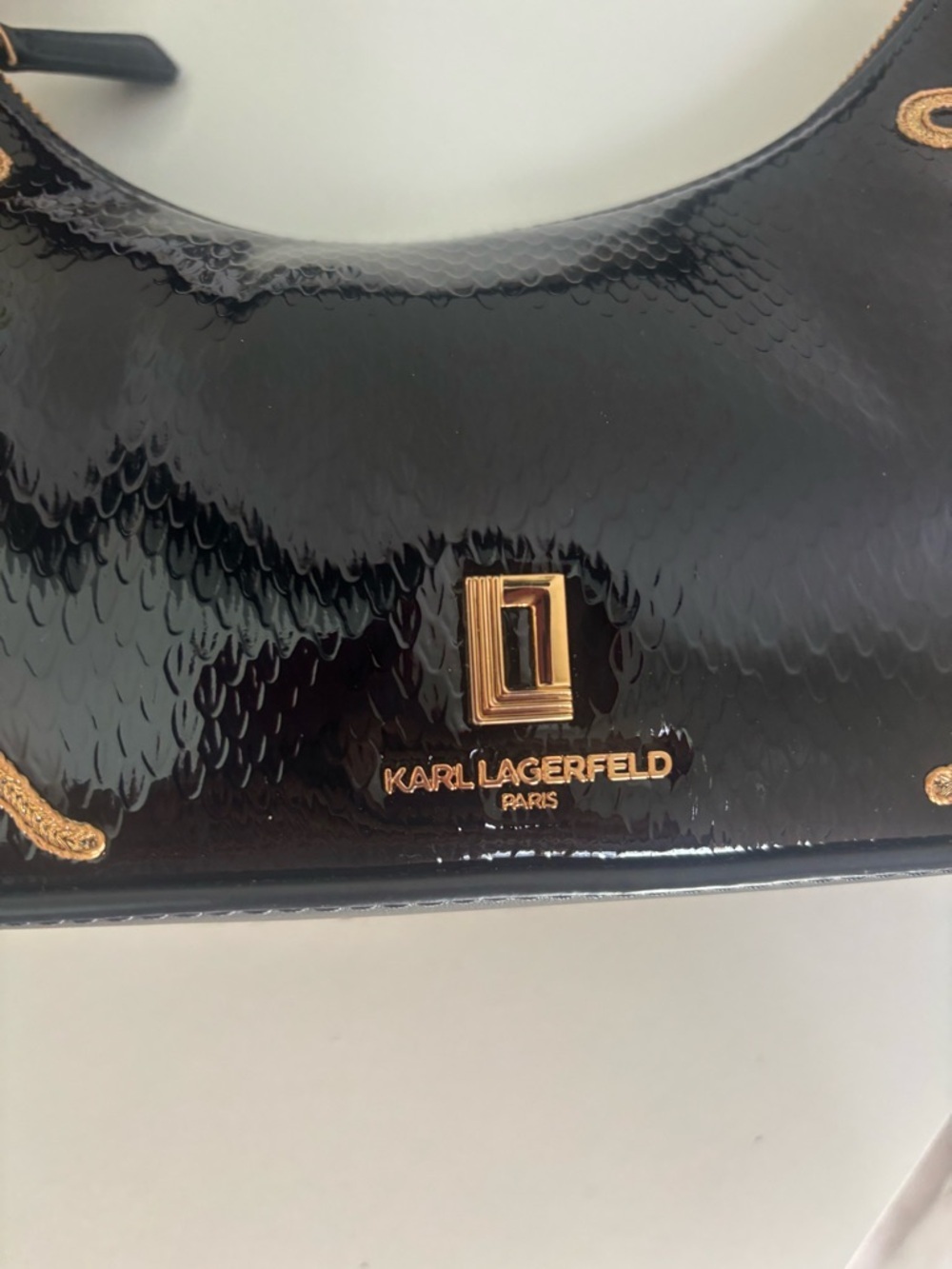 KARL LAGERFELD Black Embroidered Shoulder Bag - Picture 8 of 11